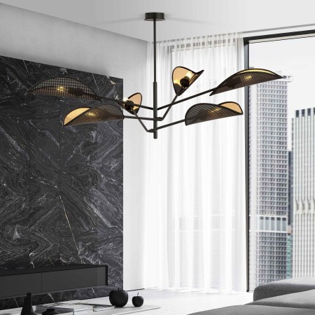 czarno - złota LAMPA SUFITOWA  VENE 6 BLACK/GOLD