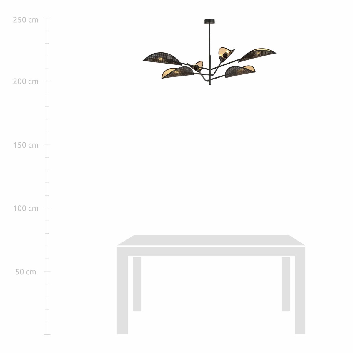 czarno - złota LAMPA SUFITOWA  VENE 6 BLACK/GOLD