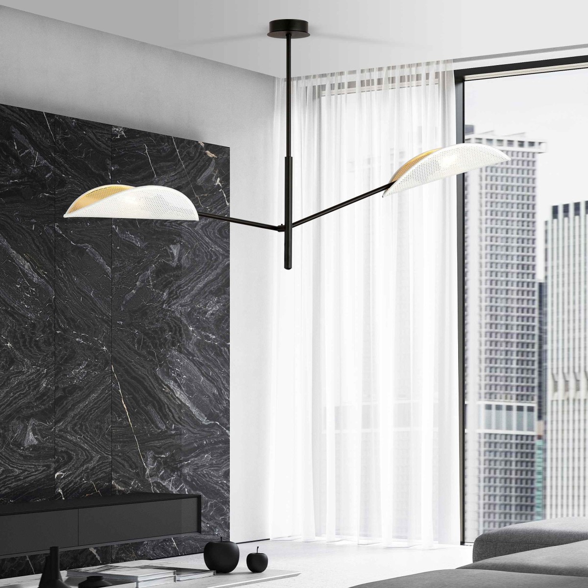 biało - złota LAMPA SUFITOWA  VENE 2 WHITE/GOLD