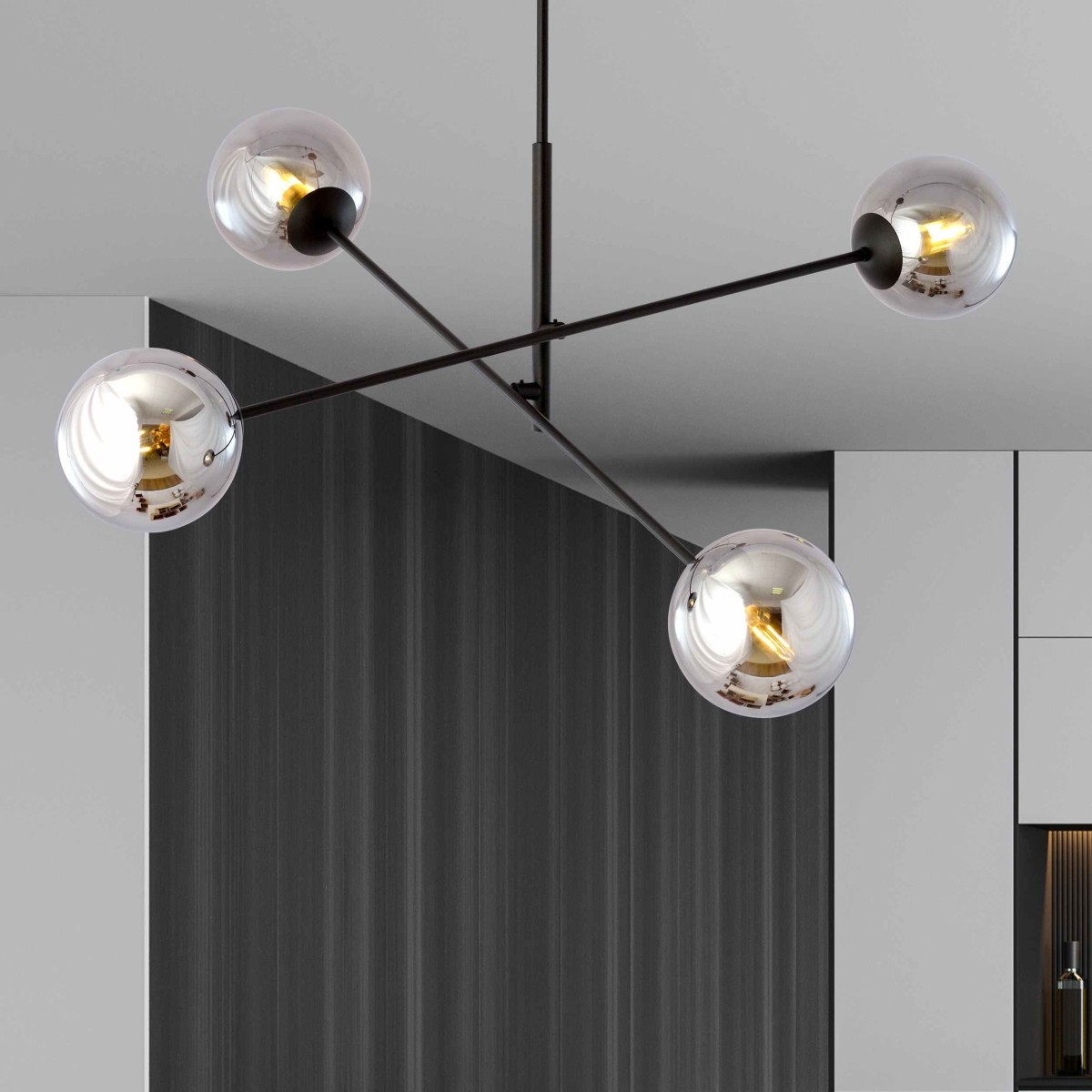 grafitowa LAMPA WISZĄCA LINEAR 4 BLACK/GRAFIT