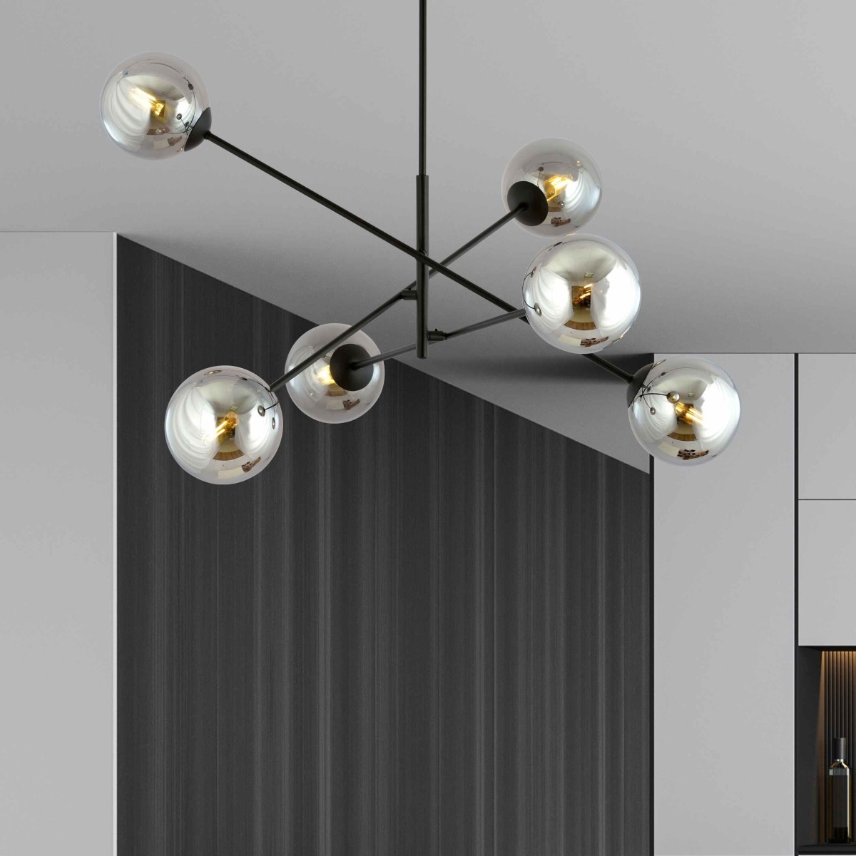 grafitowa LAMPA WISZĄCA LINEAR 6 BLACK/GRAFIT
