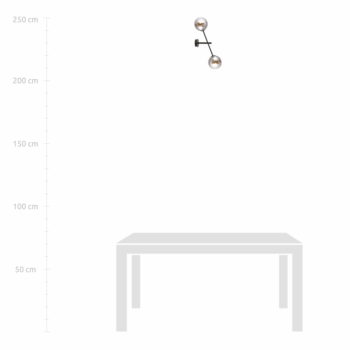 z dymionego szkła KINKIET LINEAR K2 BLACK/GRAFIT