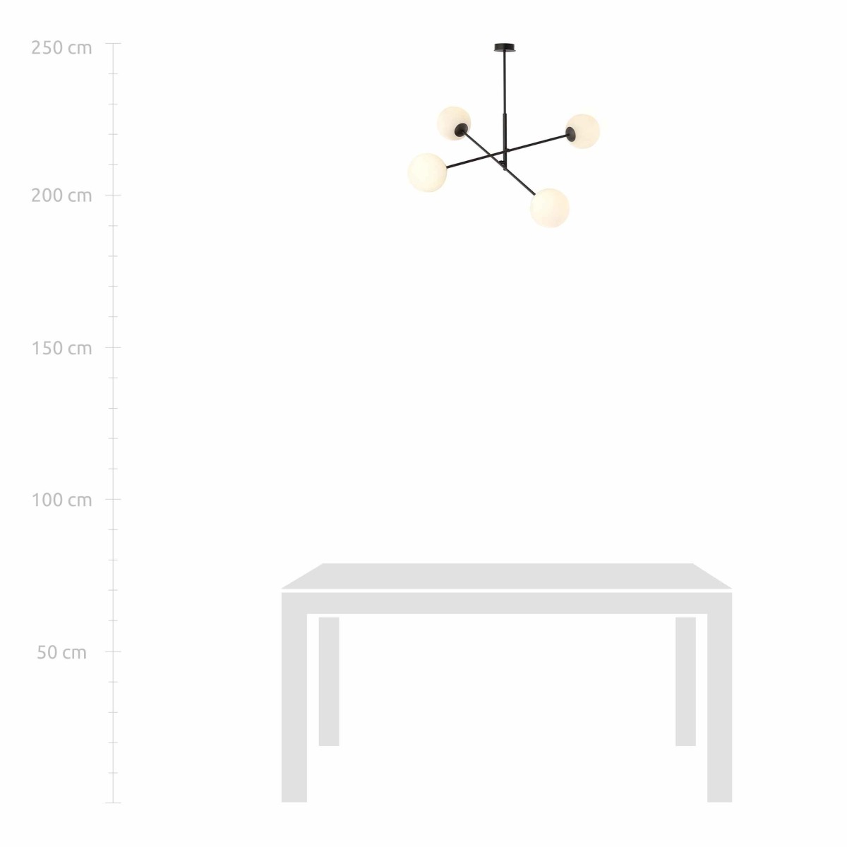 biała LAMPA WISZĄCA LINEAR 4 BLACK/OPAL