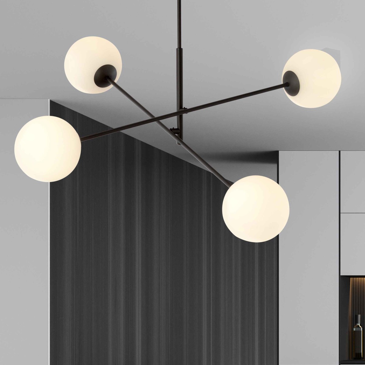 biała LAMPA WISZĄCA LINEAR 4 BLACK/OPAL