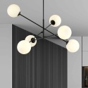 biała LAMPA WISZĄCA LINEAR 6 BLACK/OPAL