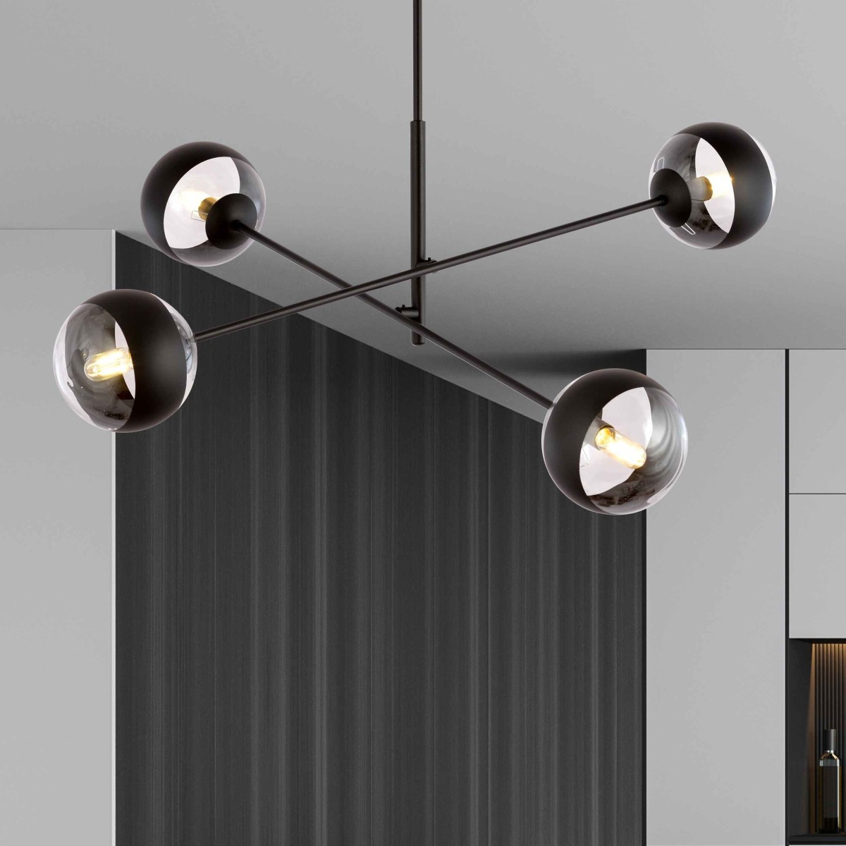transparenta z czarnym paskiem LAMPA WISZĄCA LINEAR 4 BLACK/STRIPE