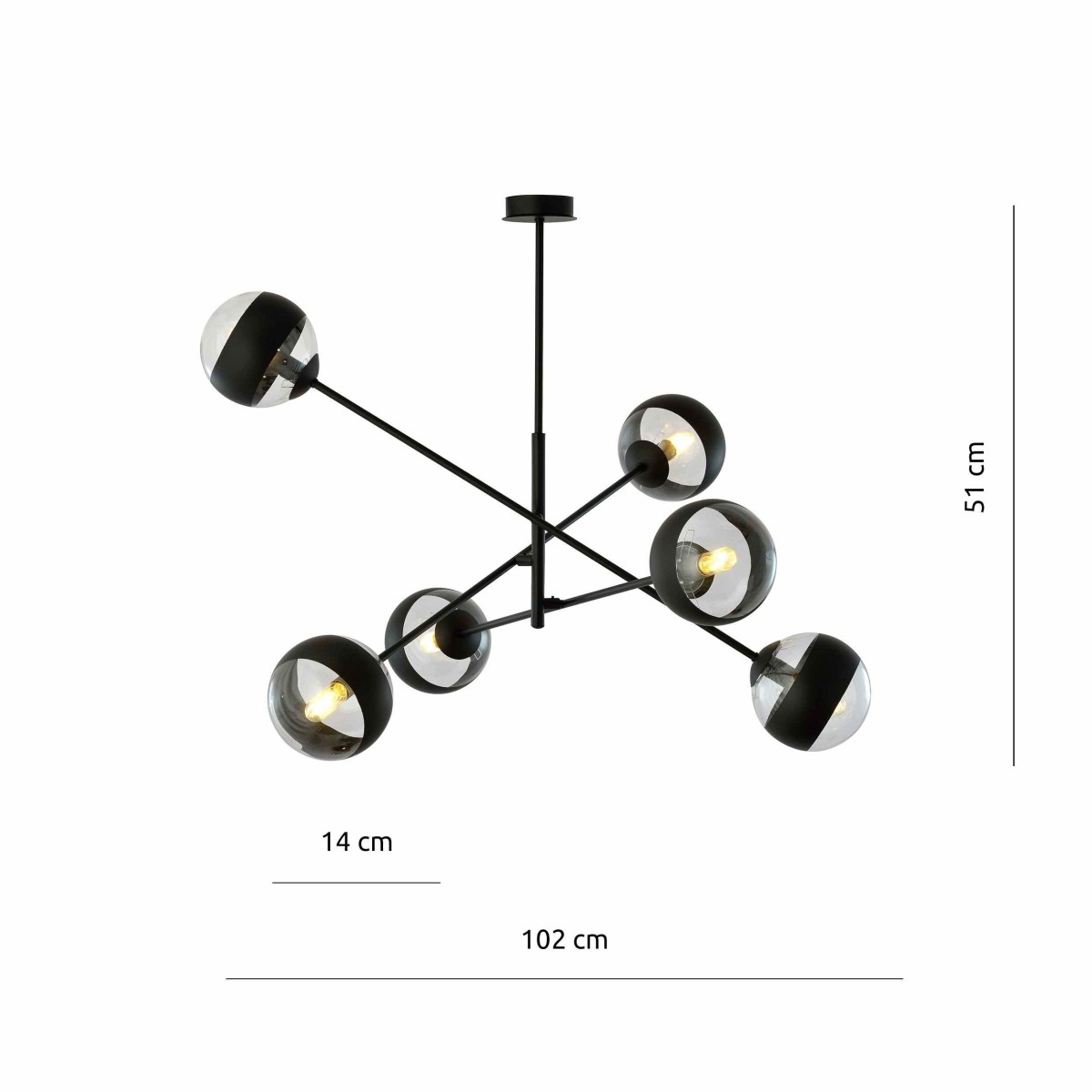 transparenta z czarnym paskiem LAMPA WISZĄCA LINEAR 6 BLACK/STRIPE