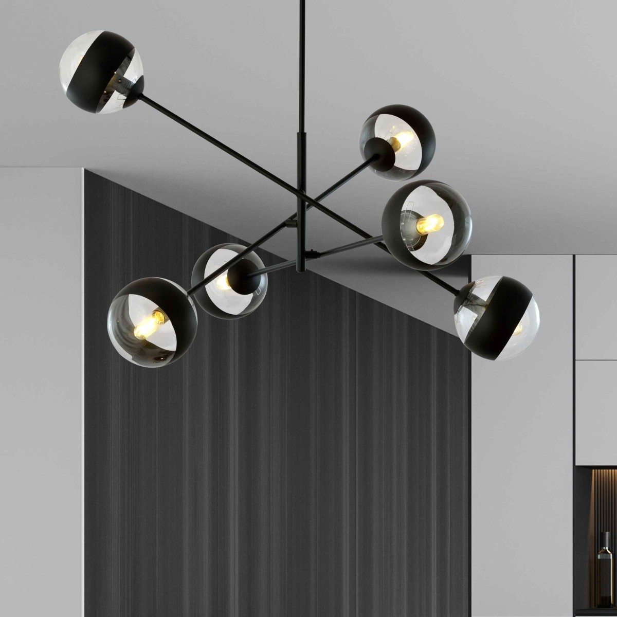 transparenta z czarnym paskiem LAMPA WISZĄCA LINEAR 6 BLACK/STRIPE