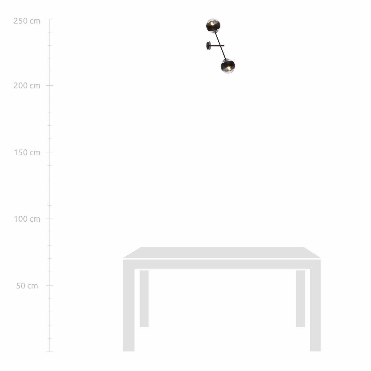 transparentny z czarnym paskiem KINKIET LINEAR K2 BLACK/STRIPE