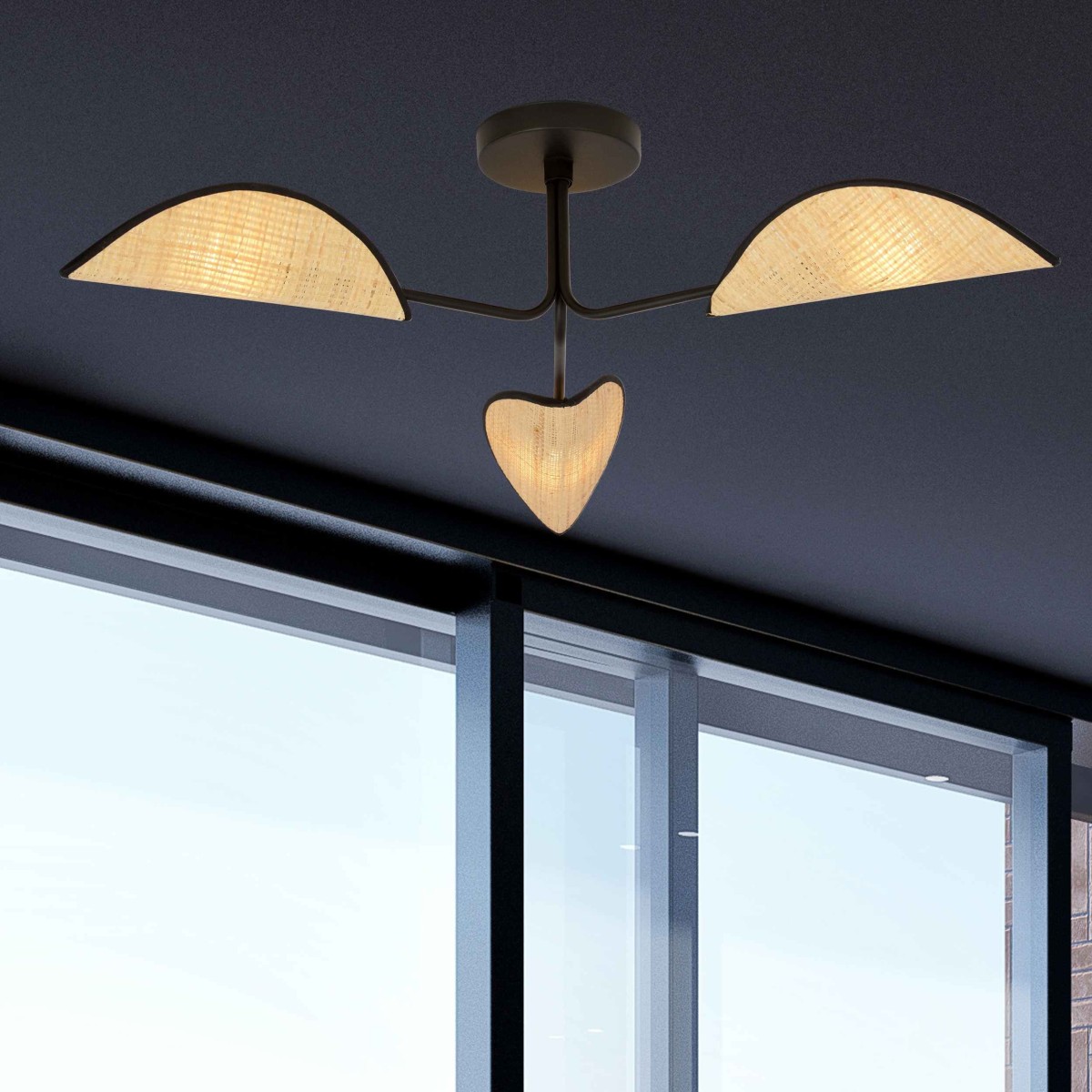 rattanowa LAMPA SUFITOWA  GOMEZ 3 RATTAN