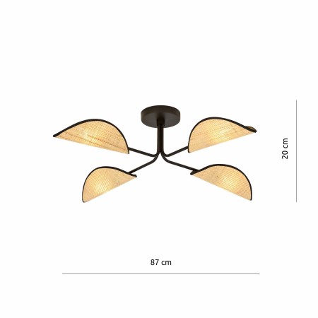 rattanowa LAMPA SUFITOWA  GOMEZ 4 RATTAN
