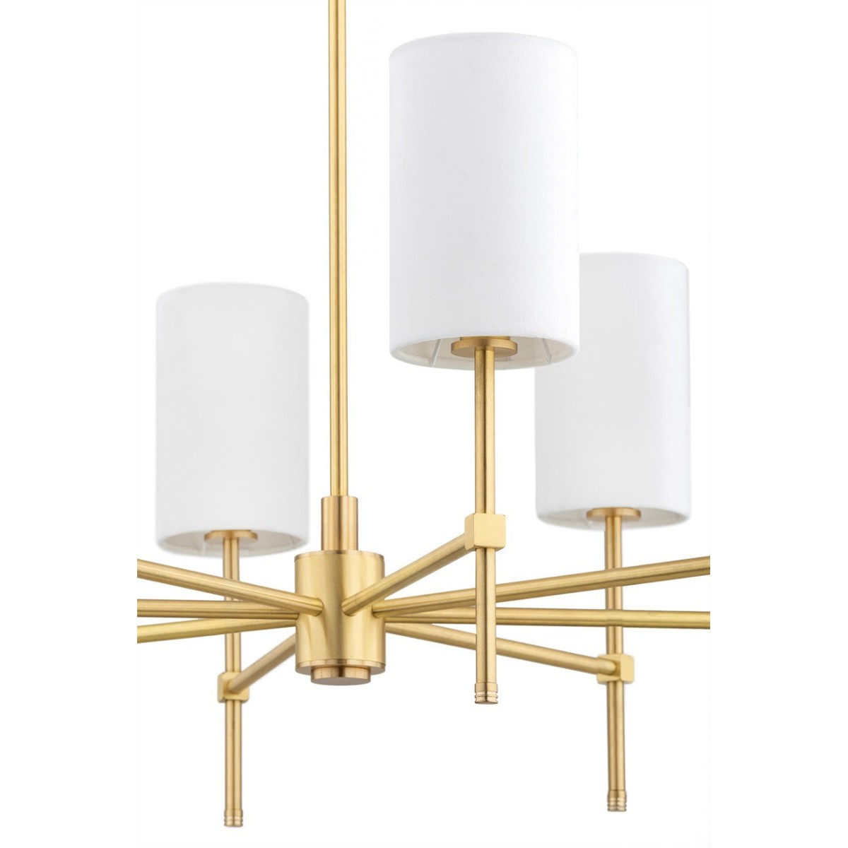 Argon ABRUZZO 5051 żyrandol z welurowymi, białymi abażurami i złotym wykończeniem