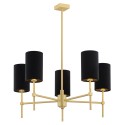 Argon ABRUZZO 2135 żyrandol z welurowymi, czarnymi abażurami i złotym wykończeniem