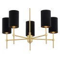 Argon ABRUZZO 2135 żyrandol z welurowymi, czarnymi abażurami i złotym wykończeniem