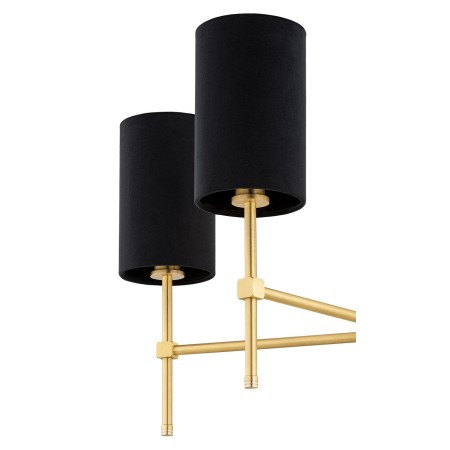 Argon ABRUZZO 5052 żyrandol z welurowymi, czarnymi abażurami i złotym wykończeniem