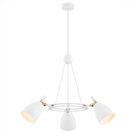Argon CHARLOTTE 6148 biała lampa wisząca z elementami mosiądzowanymi