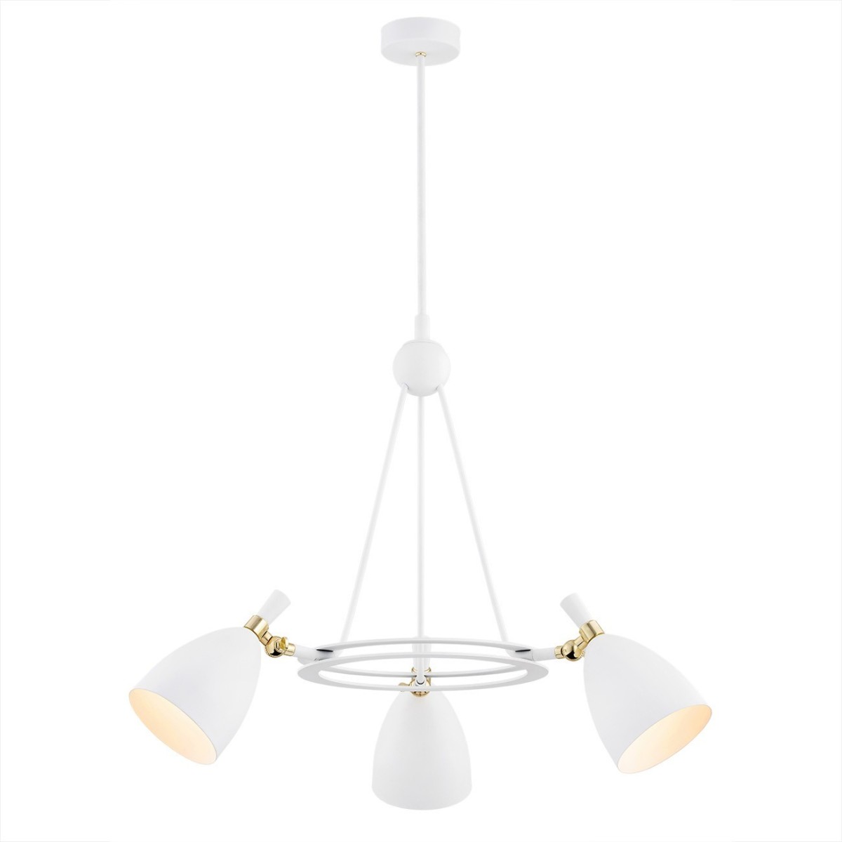 Argon CHARLOTTE 6148 biała lampa wisząca z elementami mosiądzowanymi