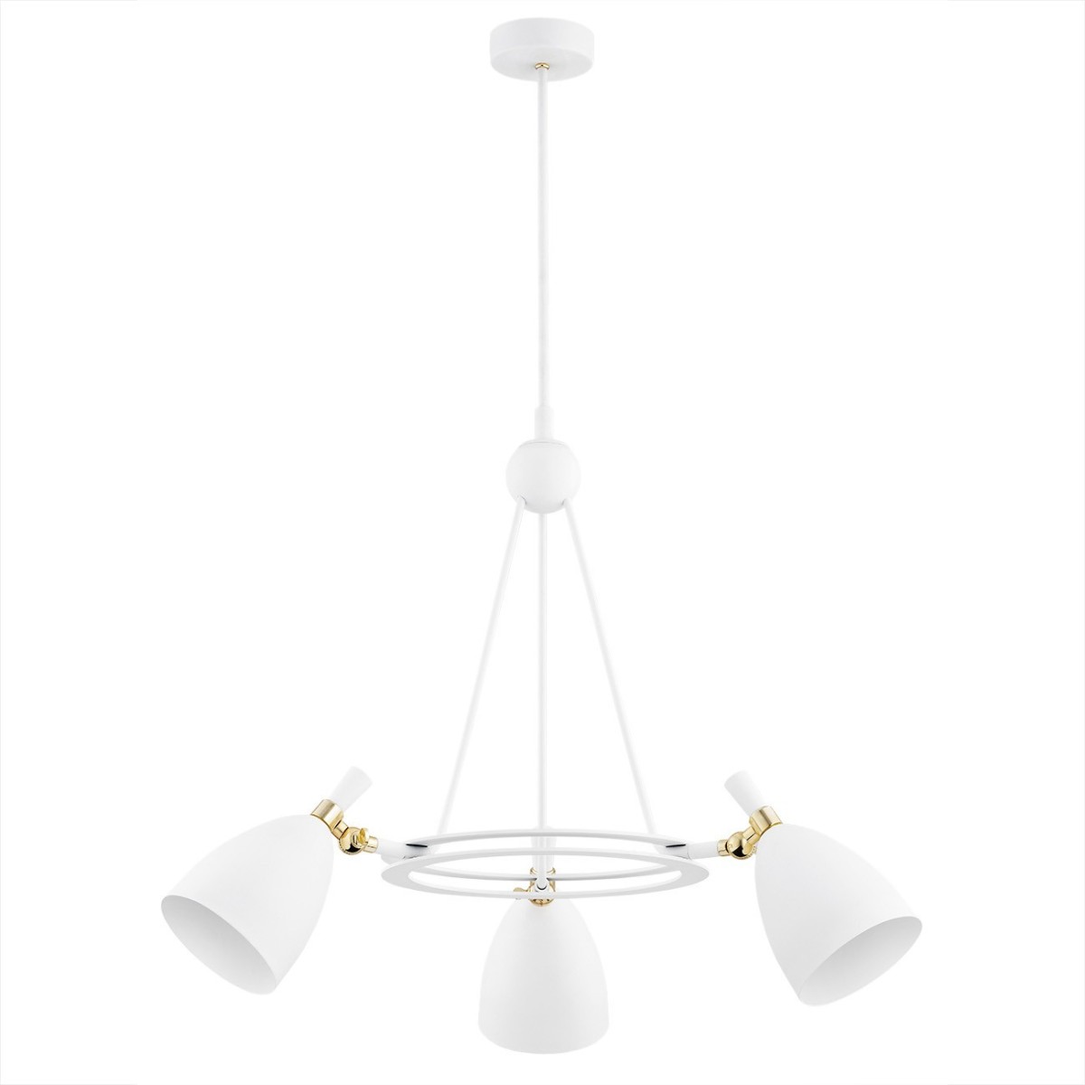 Argon CHARLOTTE 6148 biała lampa wisząca z elementami mosiądzowanymi