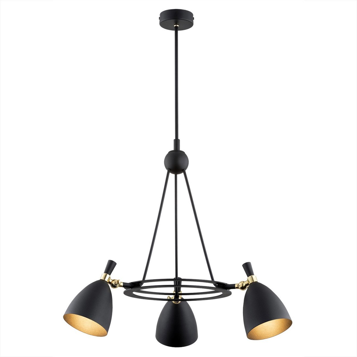 Argon CHARLOTTE 6149 czarna lampa wisząca z elementami mosiądzowanymi