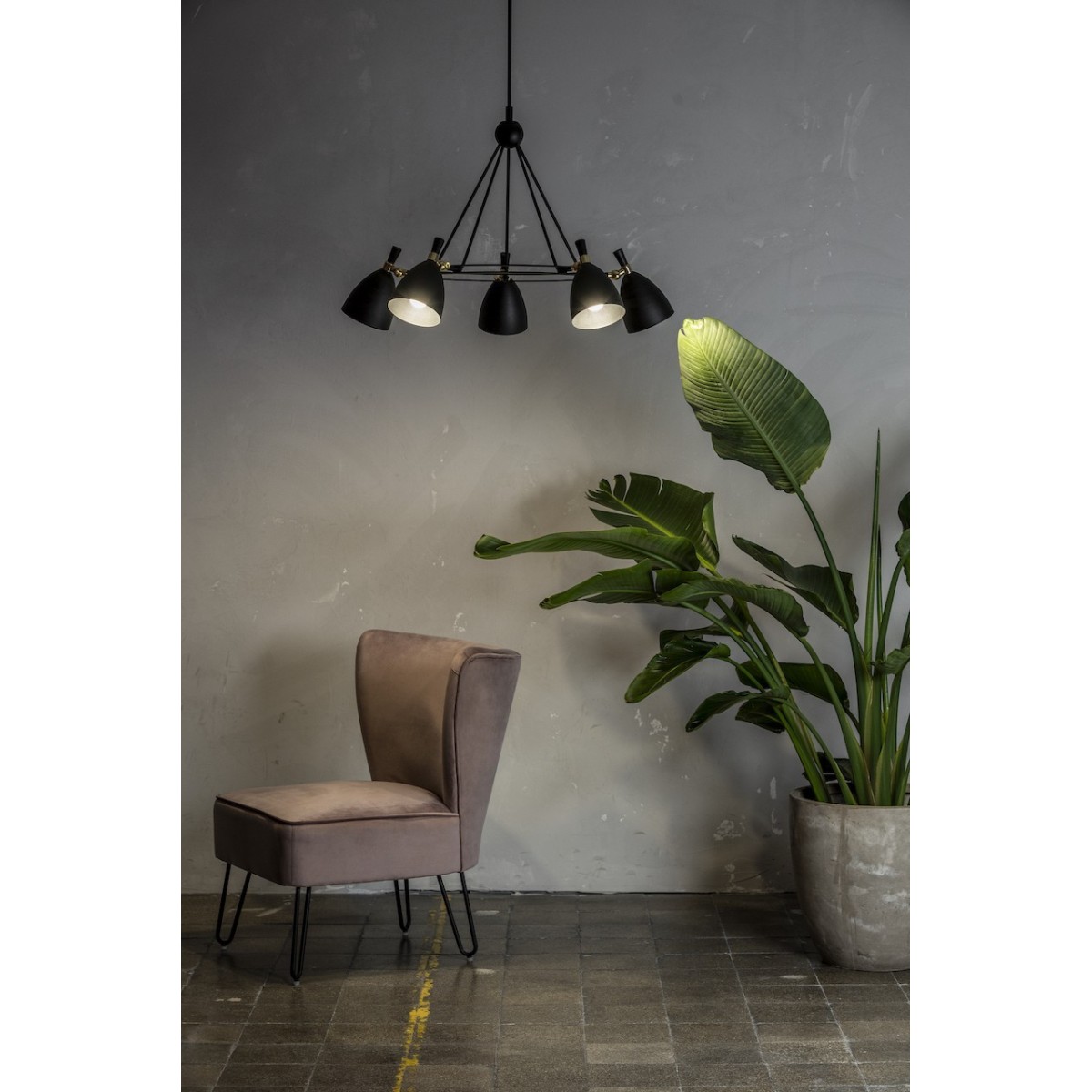 Argon CHARLOTTE 2118 czarna lampa wisząca z elementami mosiądzowanymi