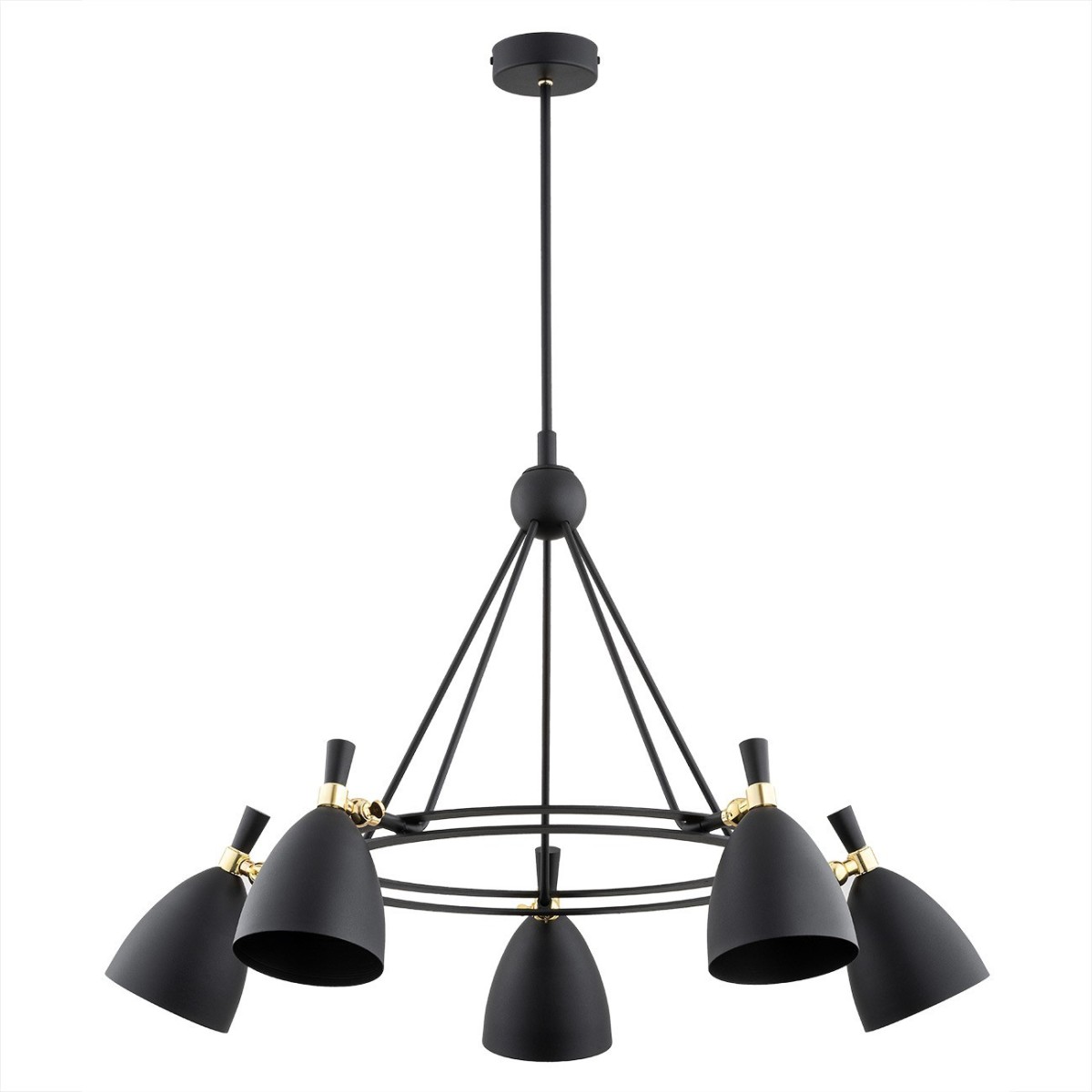 Argon CHARLOTTE 2118 czarna lampa wisząca z elementami mosiądzowanymi