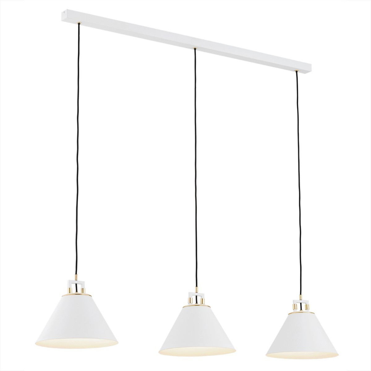 Argon ORTE 6173 biała lampa wisząca z elementami mosiądzowanymi