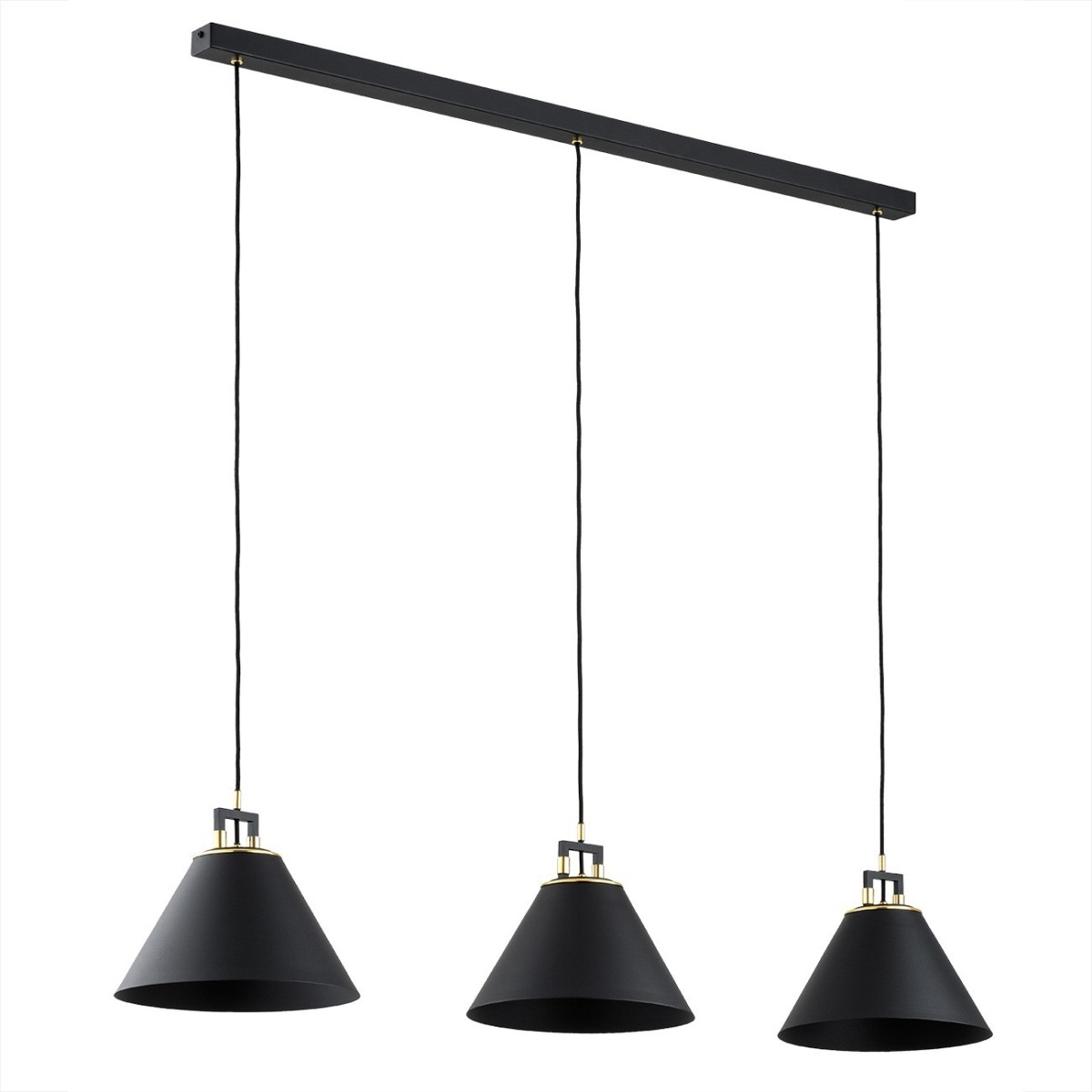 Argon ORTE 6174 czarna lampa wisząca z elementami mosiądzowanymi