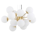 Argon SATELITE PLUS 5048 efektowny żyrandol z mlecznymi kloszami i mosiądzowanym wykończeniem