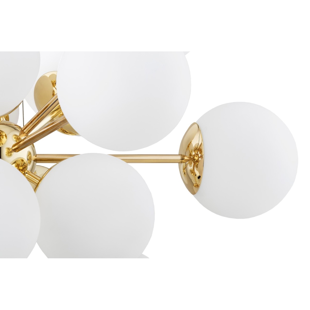 Argon SATELITE PLUS 5048 efektowny żyrandol z mlecznymi kloszami i mosiądzowanym wykończeniem