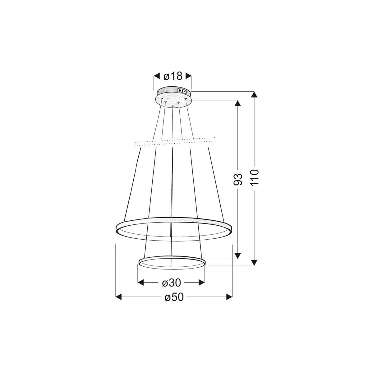 Candellux LUNE 32-64752 2xLED - 2000 lm - 40W LED - 4000K
