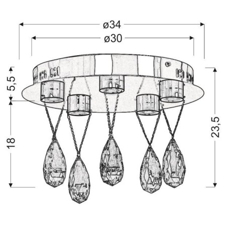 Candellux PRISMA 98-25722 5xLED - 1500 lm - 5X3W LED - 3000K