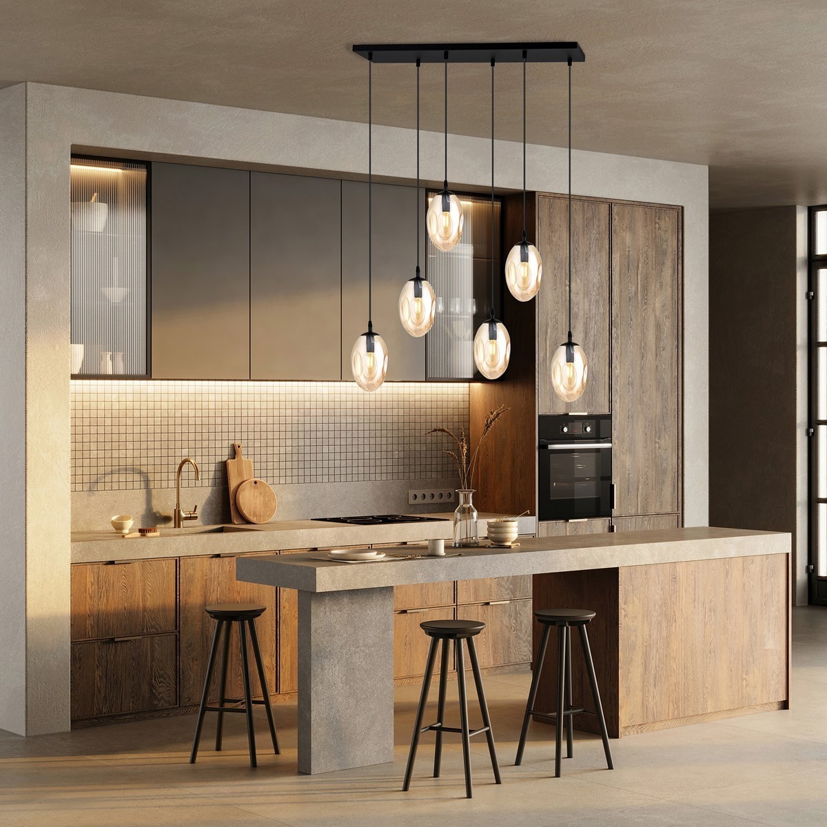 miodowa Lampa wisząca ASTRAL 6 BL miodowy polska produkcja