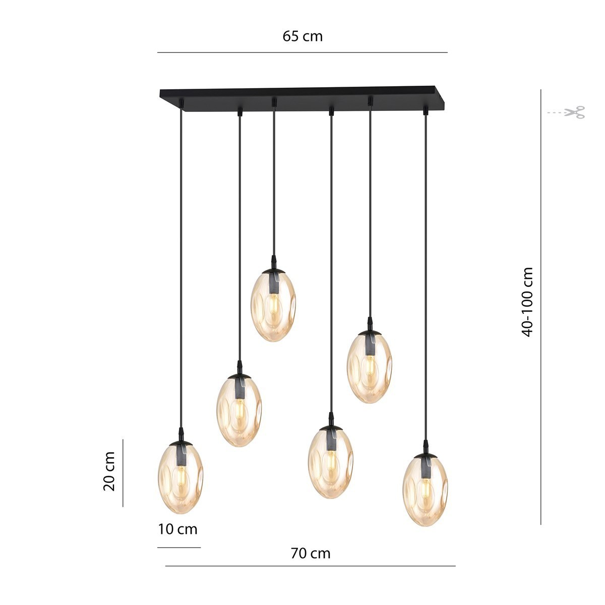miodowa Lampa wisząca ASTRAL 6 BL miodowy polska produkcja