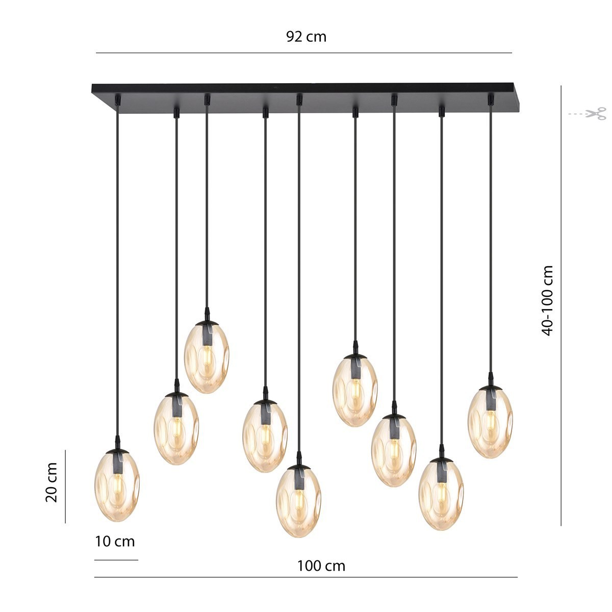 miodowa Lampa wisząca ASTRAL 9 BL miodowy polska produkcja