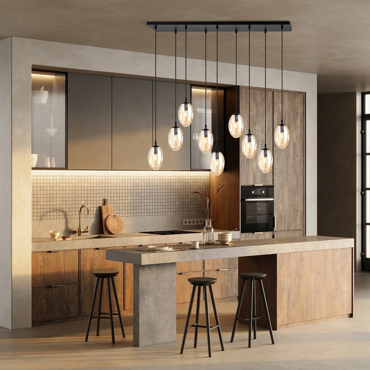 miodowa Lampa wisząca ASTRAL 9 BL miodowy polska produkcja
