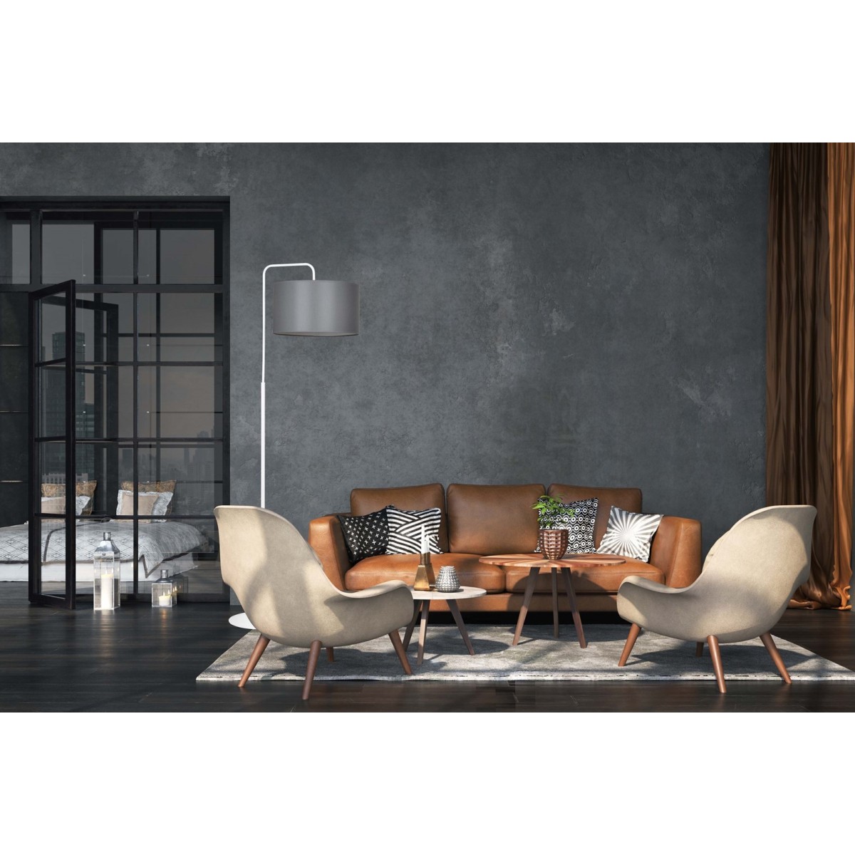 LAMPA STOJĄCA TRAPO LP1 WH GRAY kolor szary