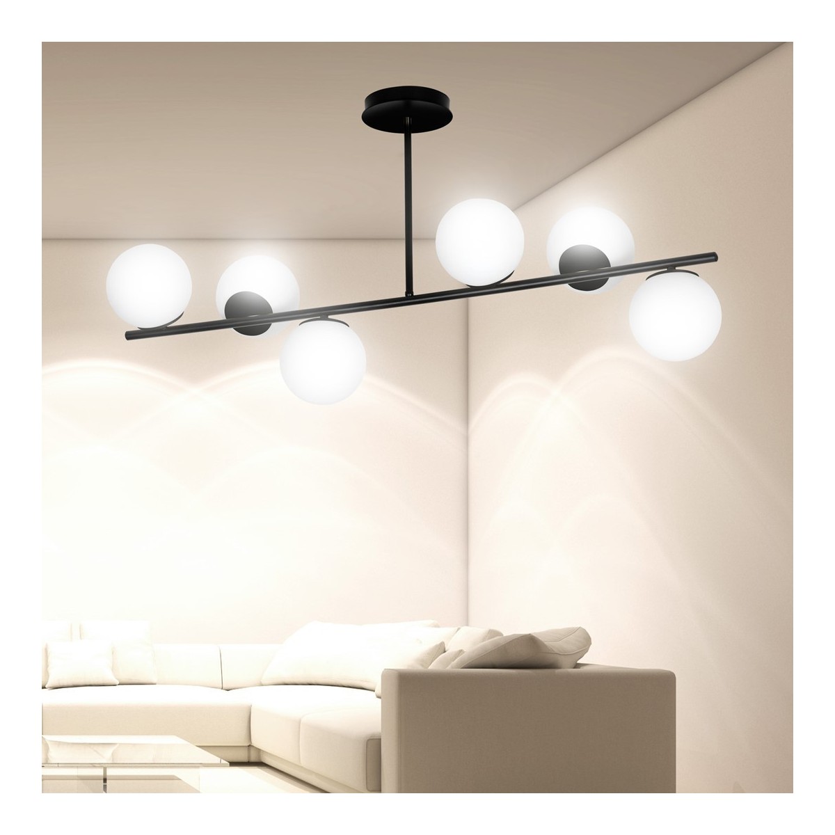 LAMPA SUFITOWA  BIOR 6 BLACK kolor biały