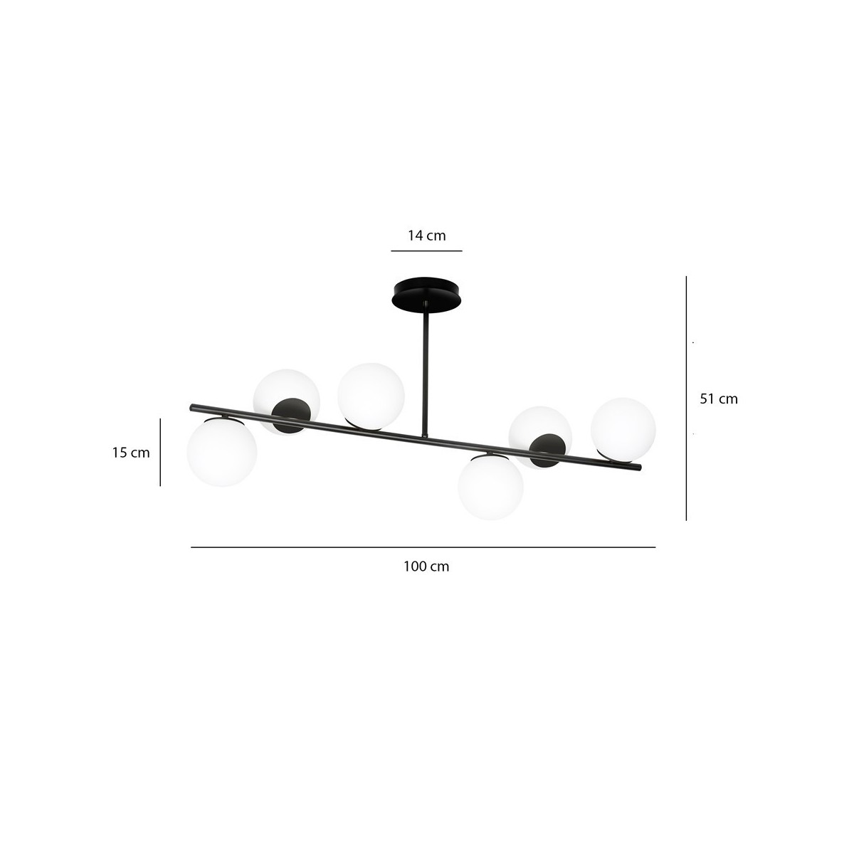 LAMPA SUFITOWA  BIOR 6 BLACK kolor biały