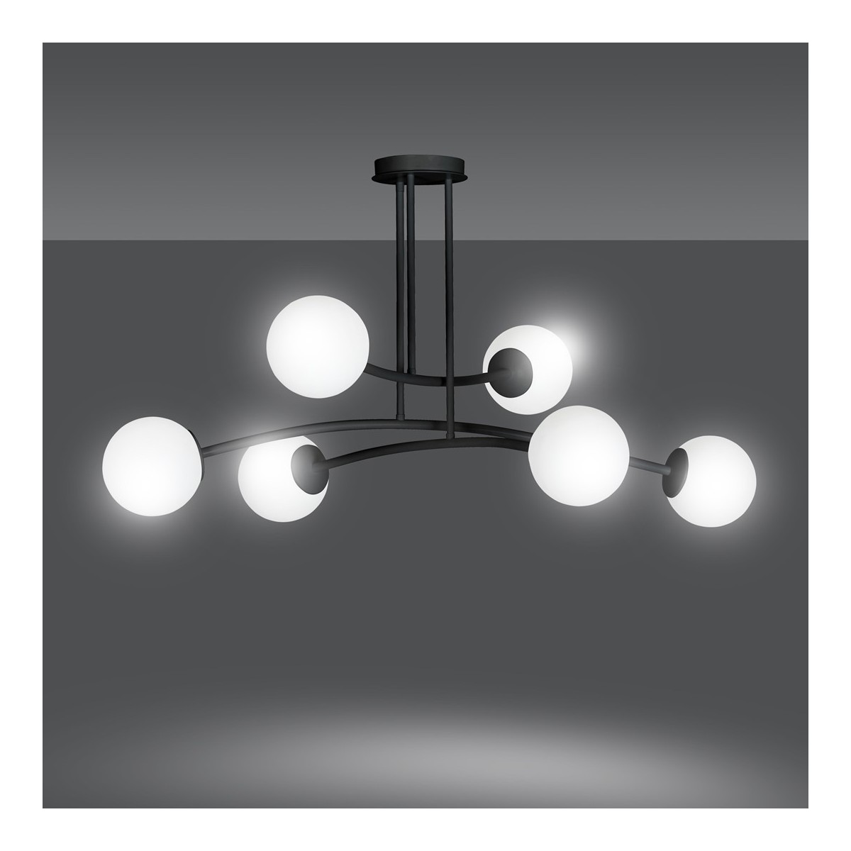 LAMPA SUFITOWA  HALLDOR 6 BLACK kolor czarny