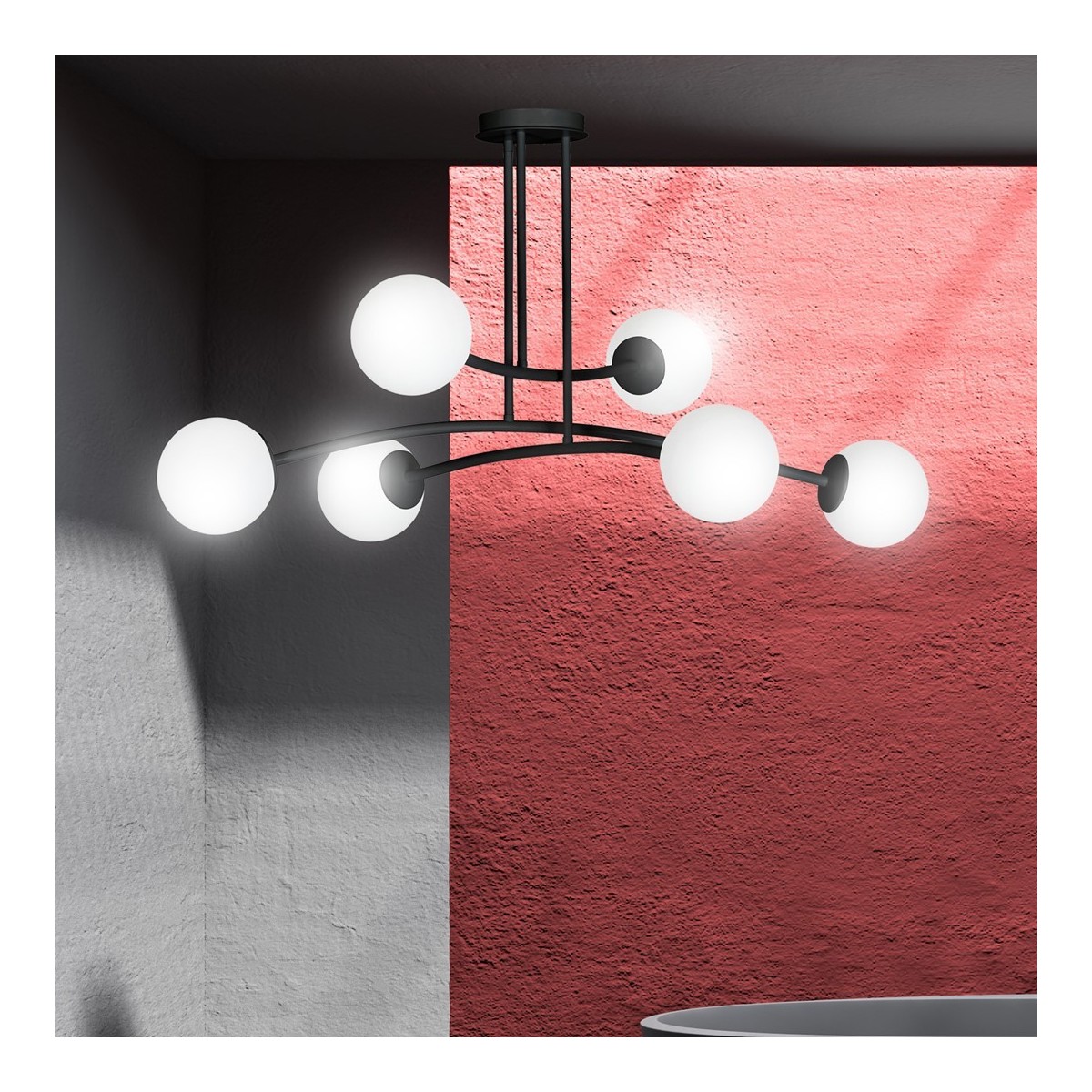 LAMPA SUFITOWA  HALLDOR 6 BLACK kolor czarny
