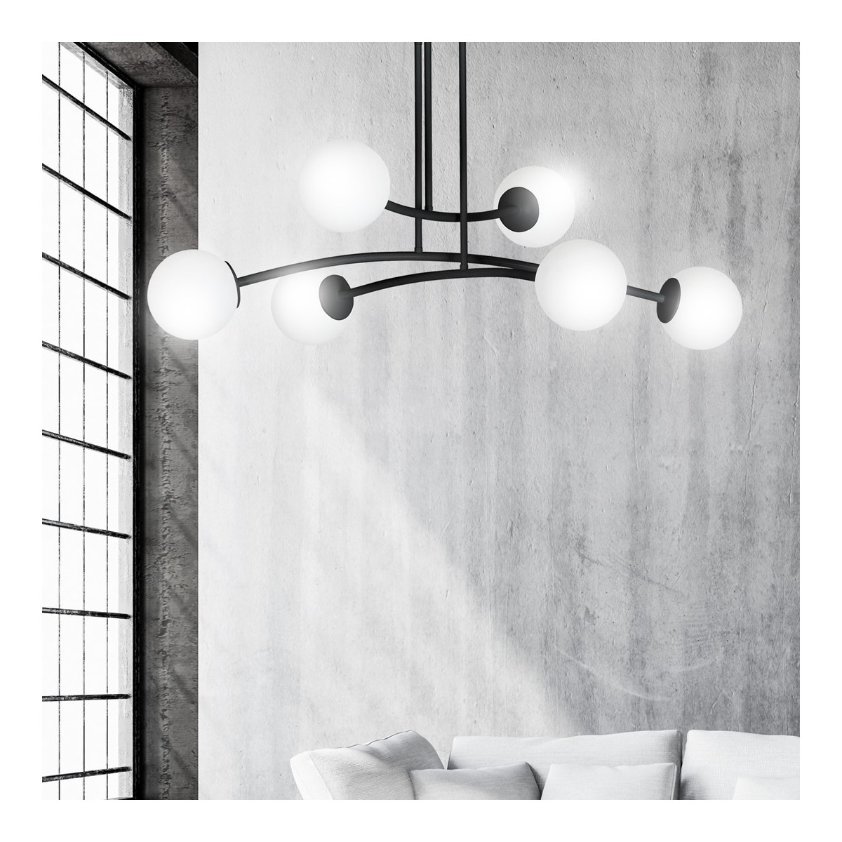 LAMPA SUFITOWA  HALLDOR 6 BLACK kolor czarny