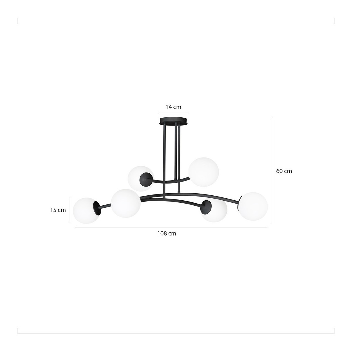 LAMPA SUFITOWA  HALLDOR 6 BLACK kolor czarny
