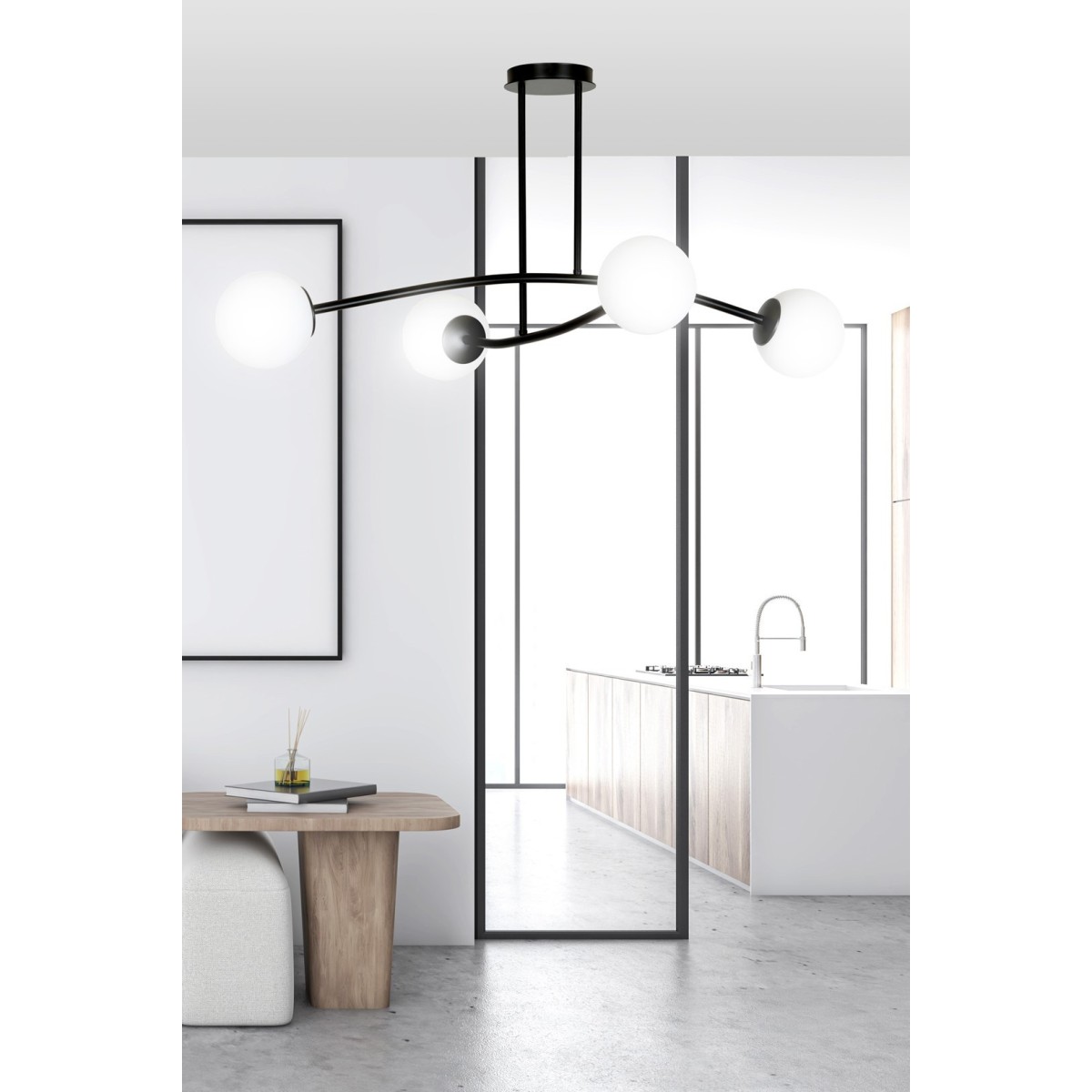 LAMPA SUFITOWA  HALLDOR 4 BLACK kolor biały
