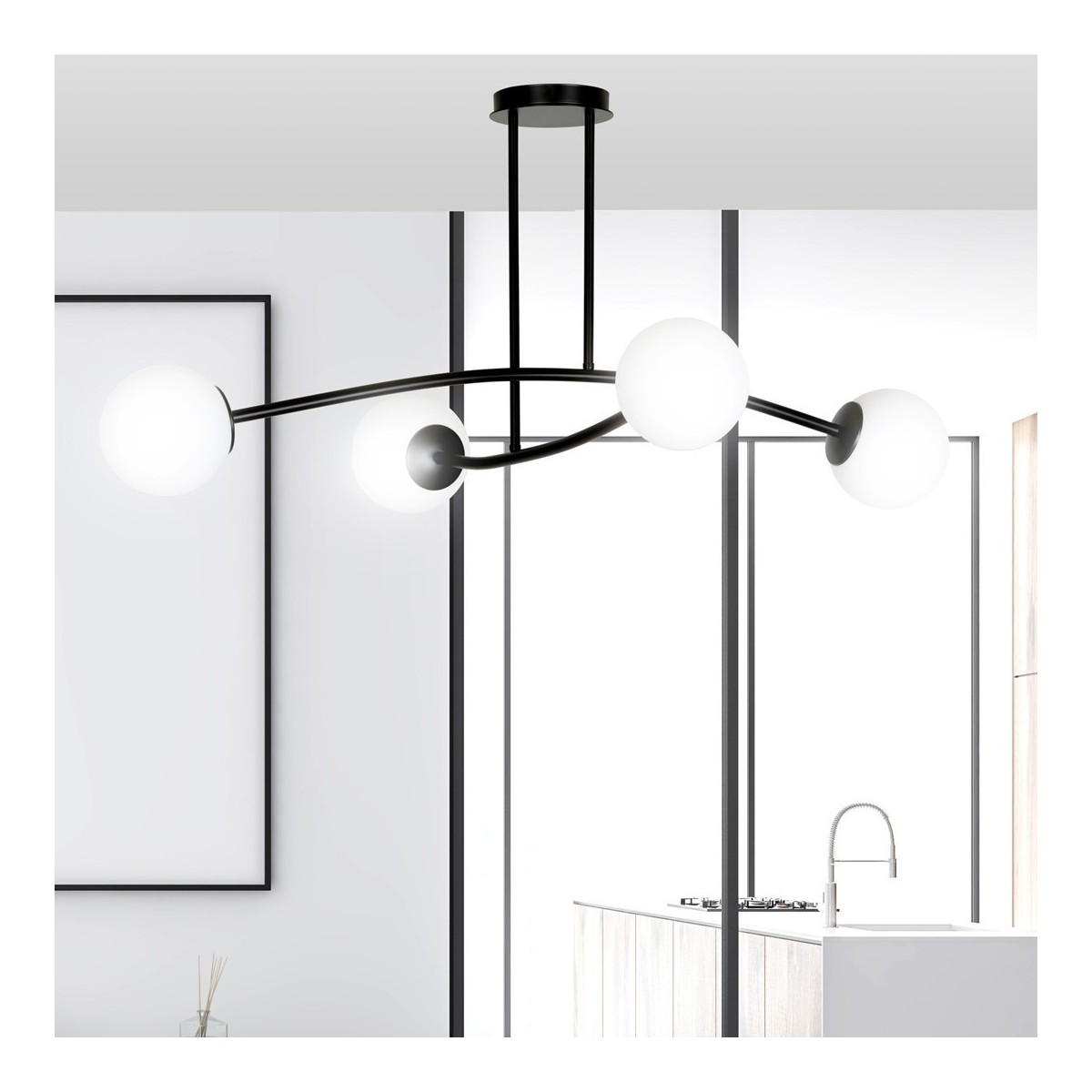 LAMPA SUFITOWA  HALLDOR 4 BLACK kolor biały