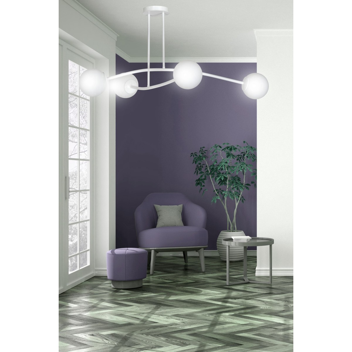 LAMPA SUFITOWA  HALLDOR 4 WHITE kolor biały