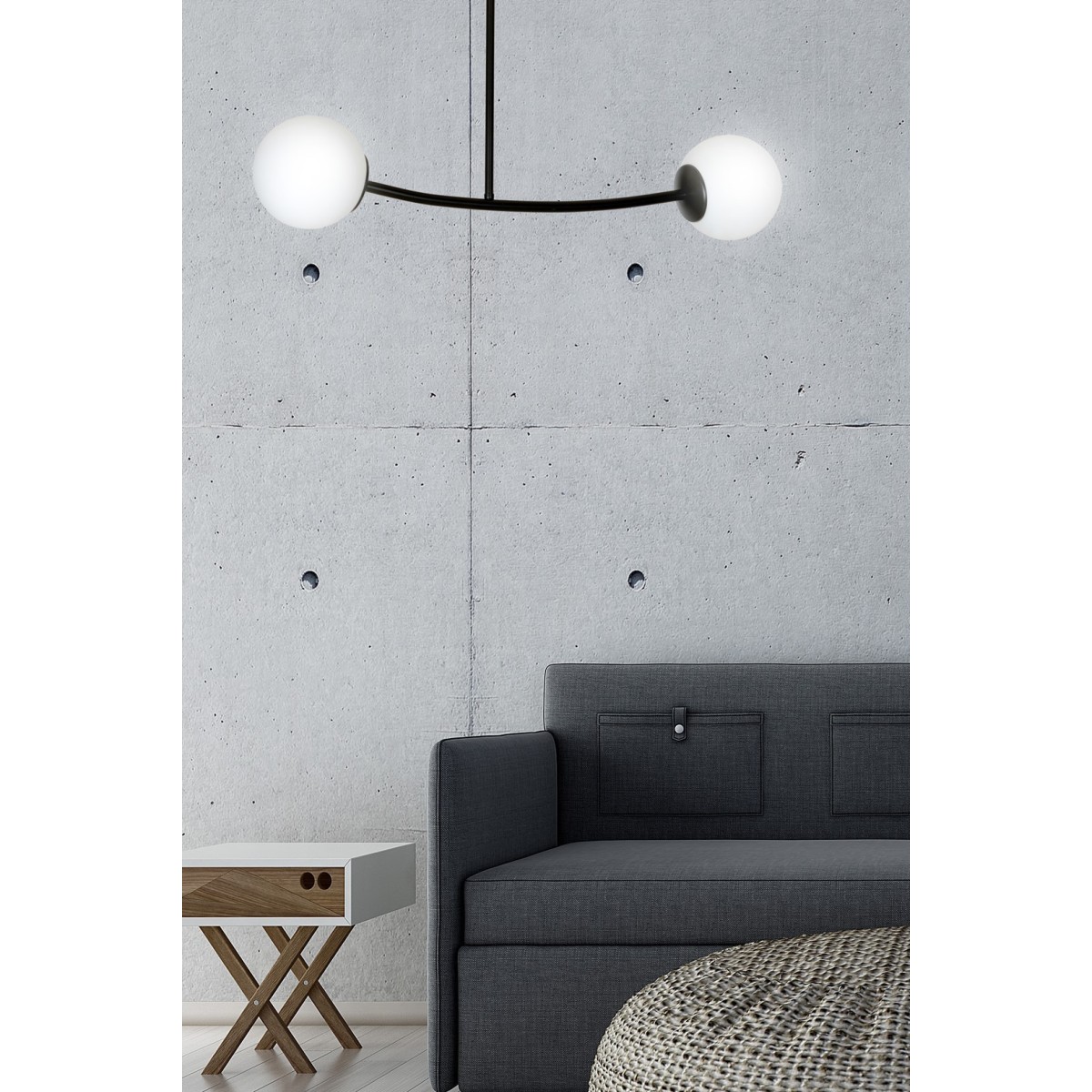 LAMPA SUFITOWA  HALLDOR 2 BLACK kolor biały