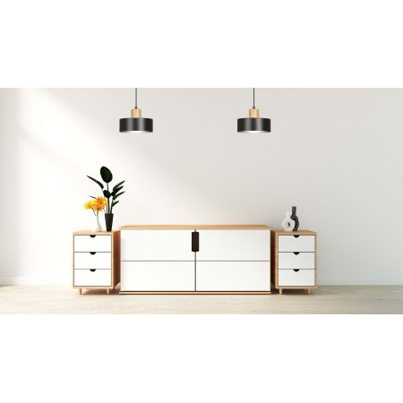 LAMPA WISZĄCA  TORIN 1 BLACK kolor czarny / drewno naturalne