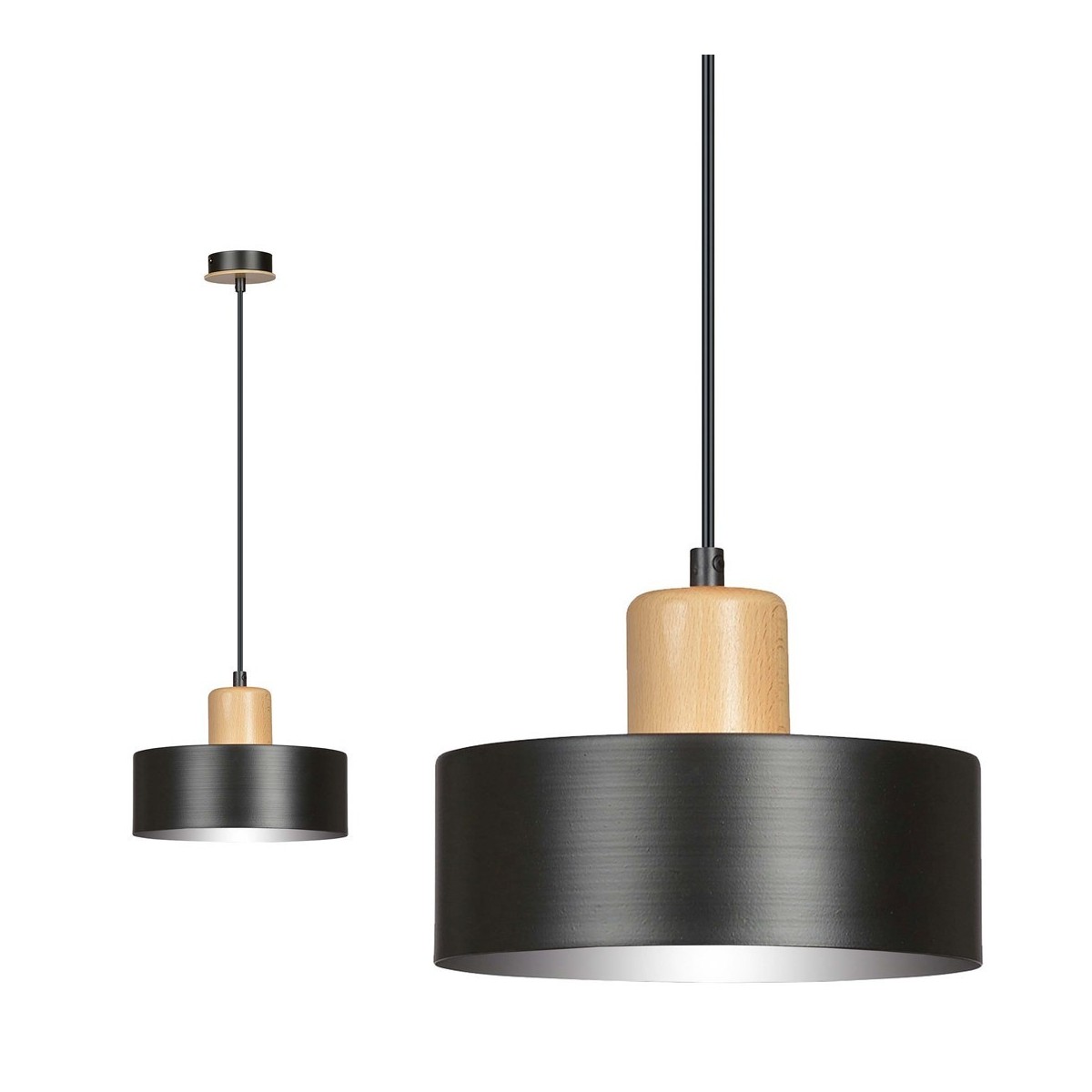 LAMPA WISZĄCA  TORIN 1 BLACK kolor czarny / drewno naturalne