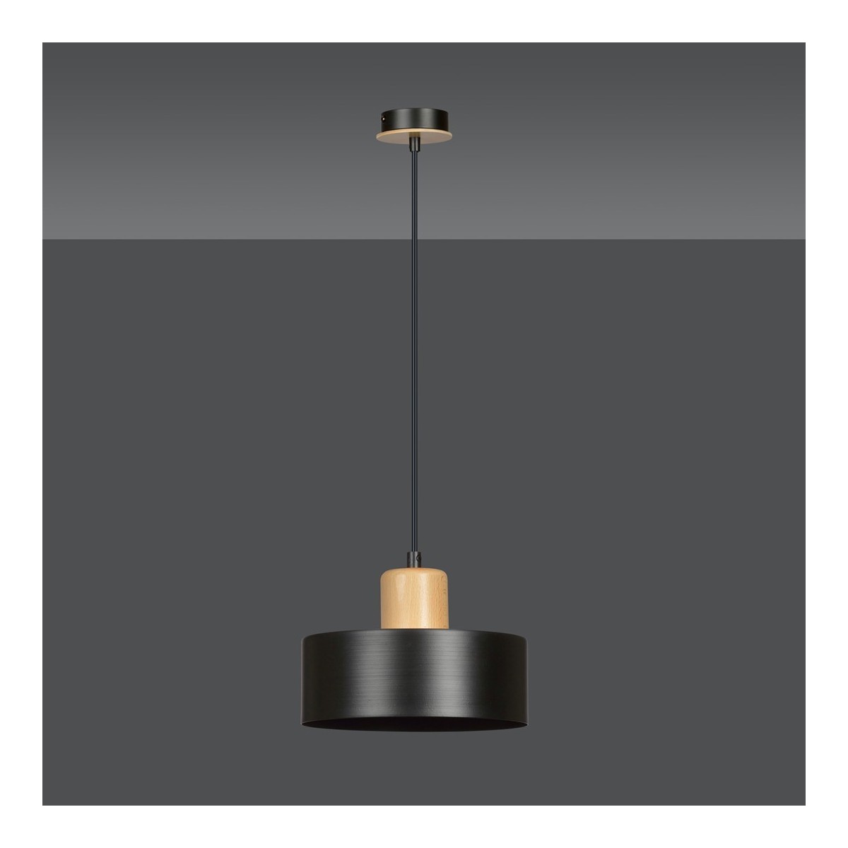 LAMPA WISZĄCA  TORIN 1 BLACK kolor czarny / drewno naturalne