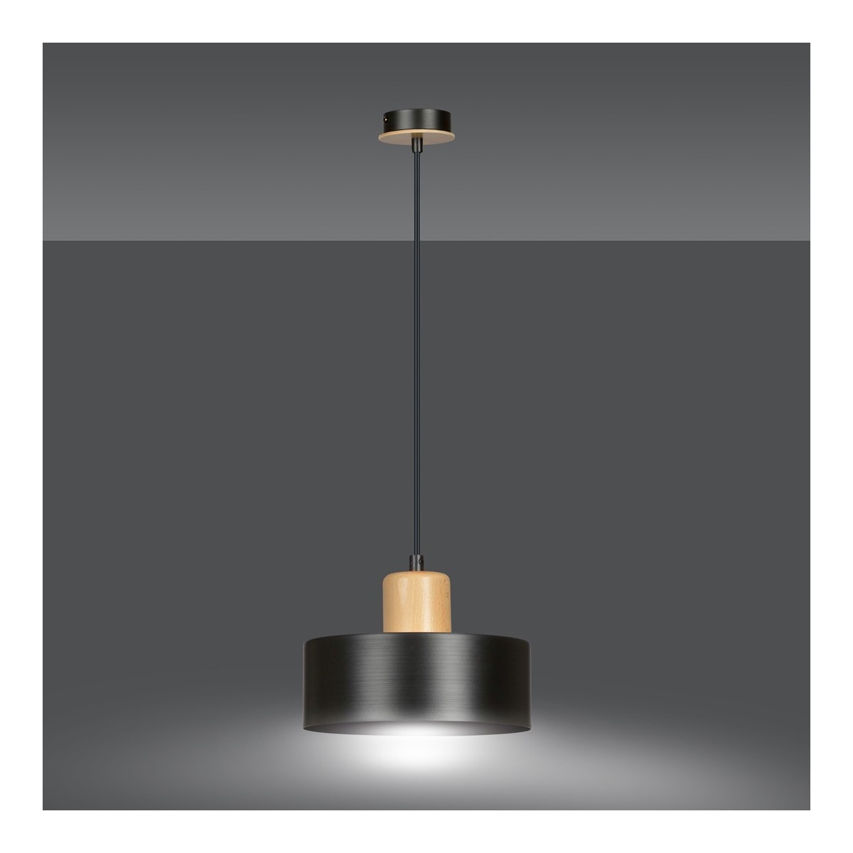 LAMPA WISZĄCA  TORIN 1 BLACK kolor czarny / drewno naturalne